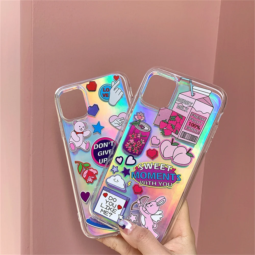 

Креативный лазерный чехол для Iphone13, полноразмерный мягкий чехол с милым рисунком, популярный элемент, водонепроницаемый и ударопрочный чех...