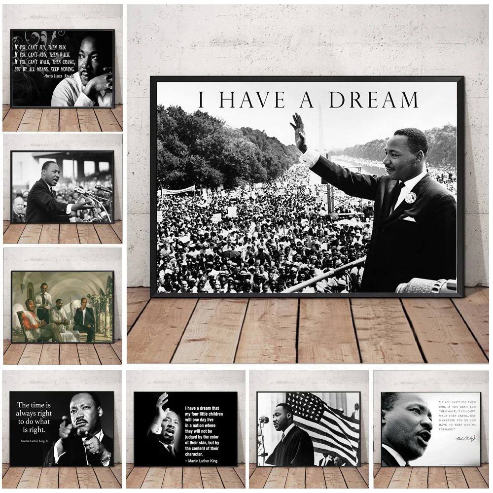 Мотивационный настенный постер Martin Luther King Jr с имитацией интерьера