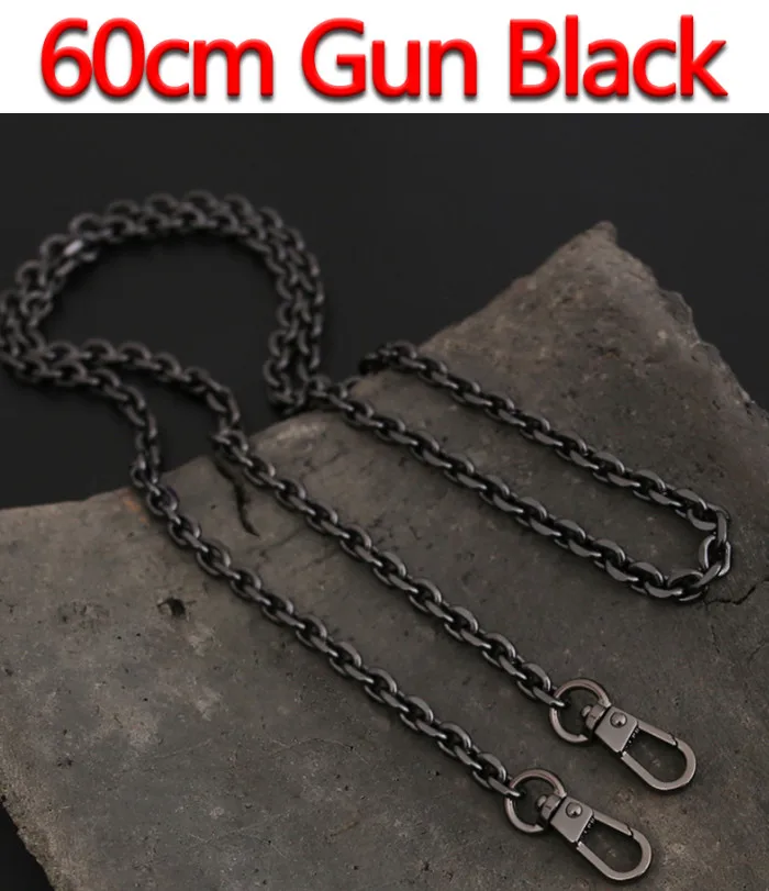 60cm Gun Black Светло 7 мм золото, пистолет черный, серебряный сменный кошелек цепь наплечный ремень через плечо для небольшой сумки, клатч Сумки DIY O цепи - Цвет: 60cm Gun Black