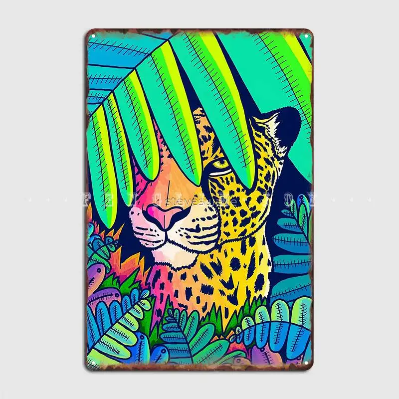 Jungle Leopard Poster Metal Plaque Plates Wall Mural Wall Custom Tin Sign Poster