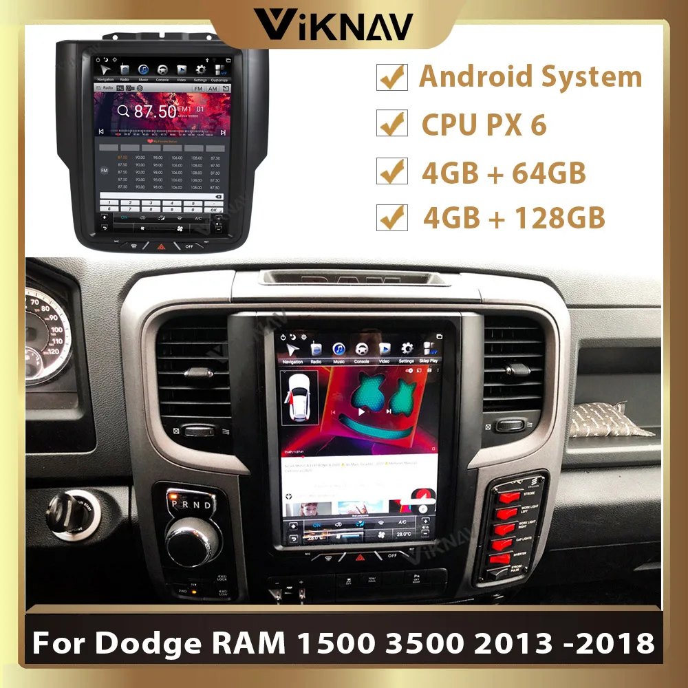 

Автомобильный радиоприемник 128 ГБ Android для Dodge RAM 1500 3500 2013 -2018, автомобильное стерео радио, мультимедийный GPS-навигатор, аудио головное устройс...