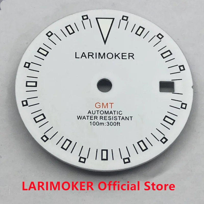 Циферблат LARIMOKER 29 мм черный/белый подходит для GMT MINGZHU 2813 3804 MIYOTA 8215 821A 8205 индекс