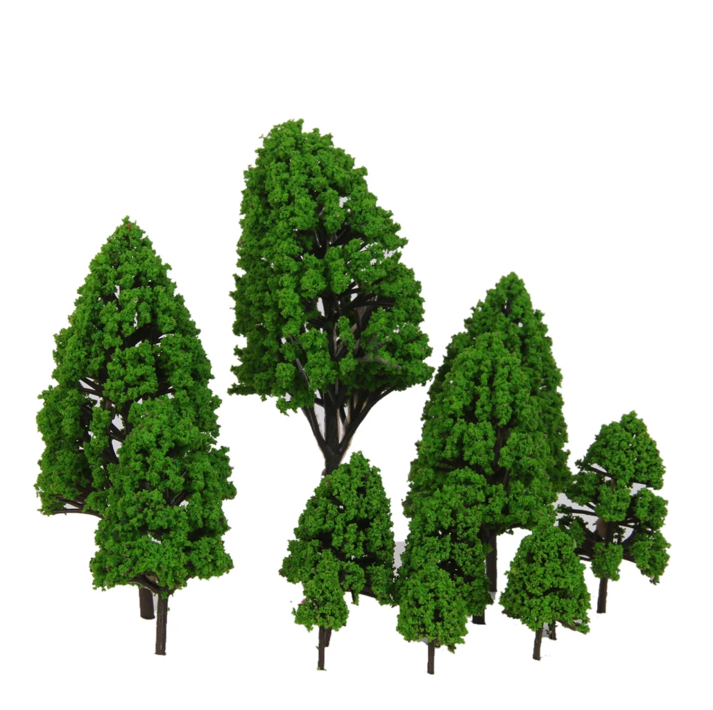 

12 Pieces Poplar Trees Model Light Green Leaves 2.5-16cm 1:500-1:50