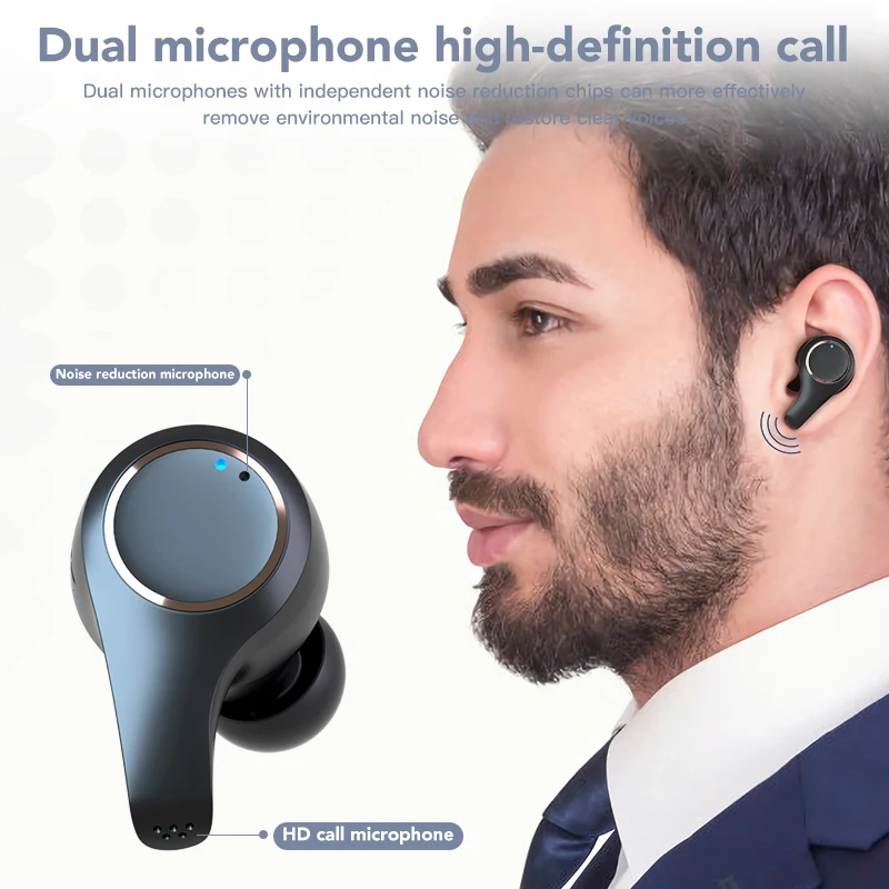 

ANC TWS V5.0 Bluetooth Earphone Wireless Waterproof Dual Mic Active Noise Cancelling Touch Adjust Volume Earbuds Headset Type-c