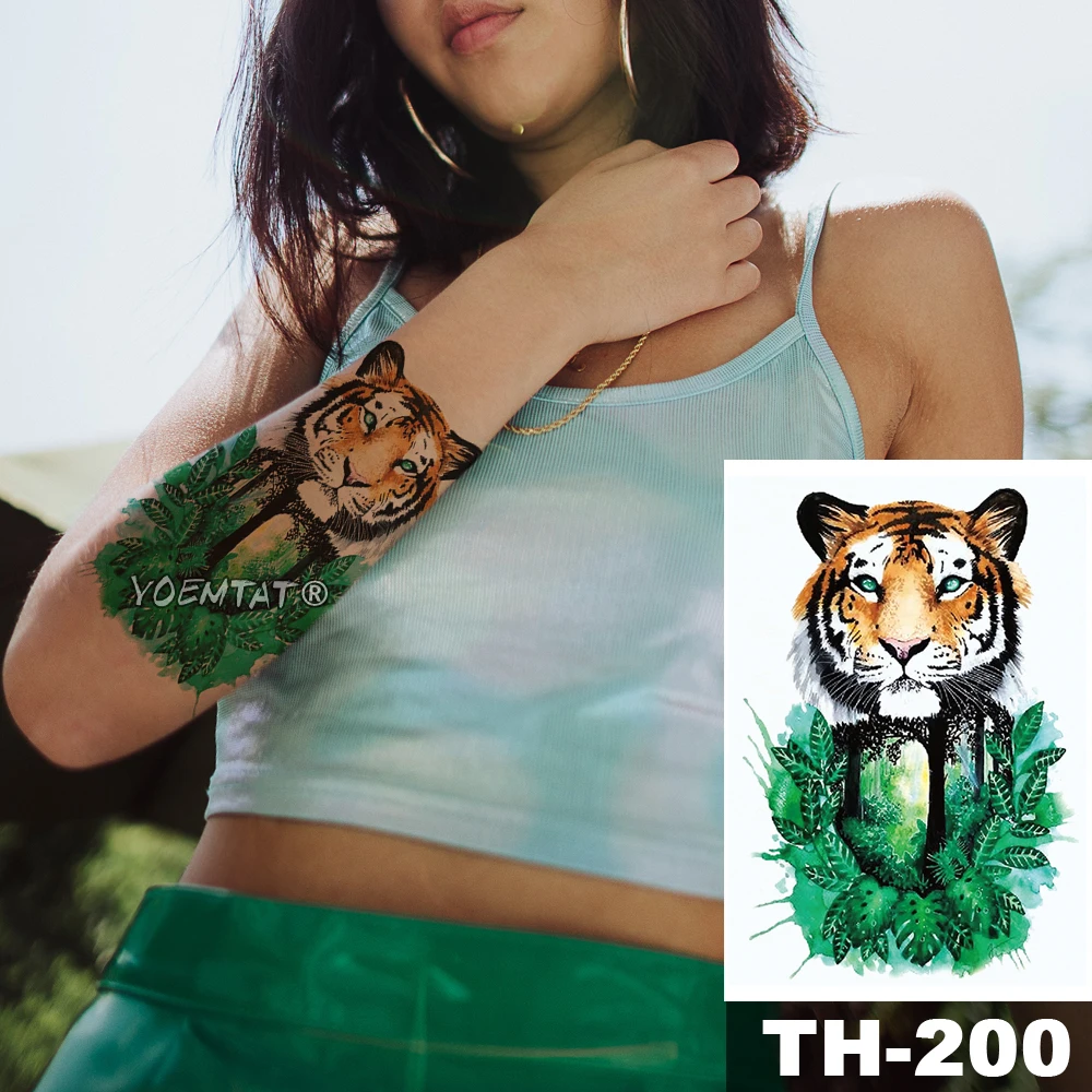 

Waterproof Temporary Tattoo Sticker Watercolor leopard cherry pattern animals Water Transfer body art flash fake tatoo