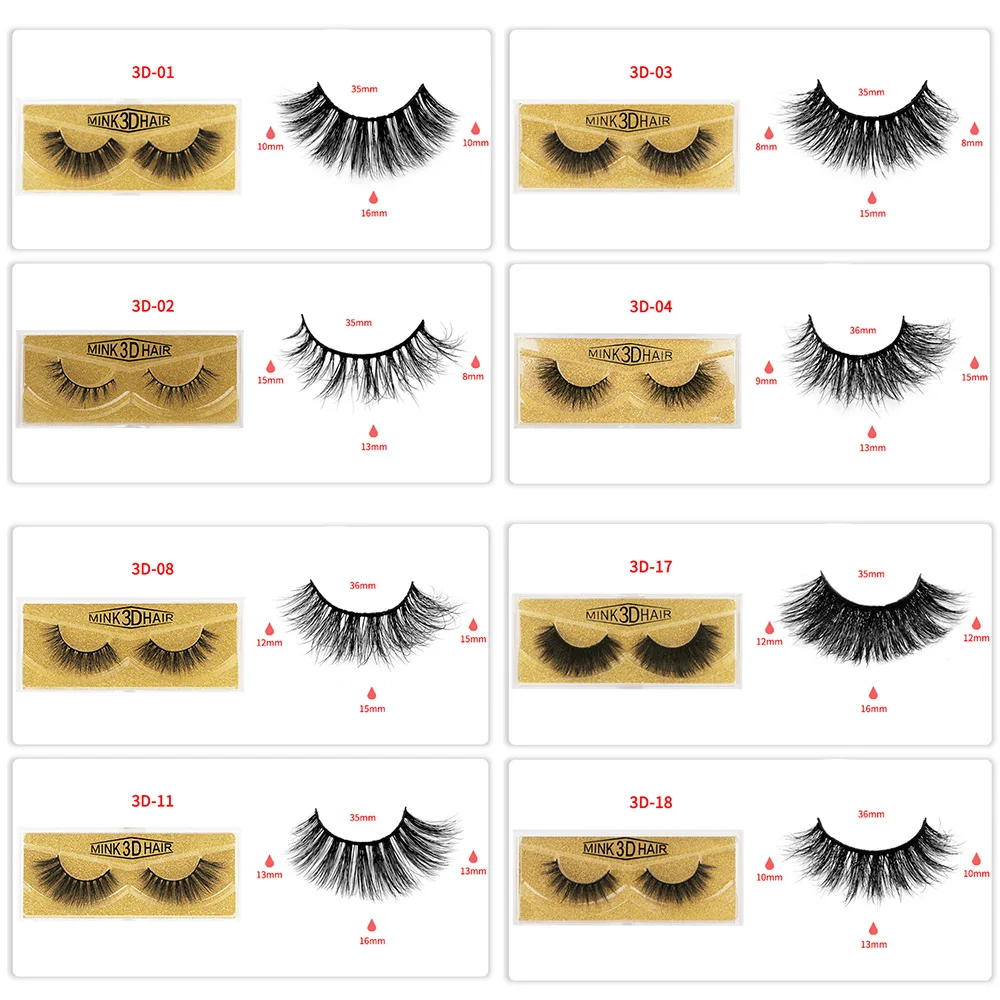 

3D Mink False Eyelashes 1 Pair Natural Volume Wispy Fluffy Dramatic Makeup Fake Lashes Extension Handmade Cruelty-free Eyelash