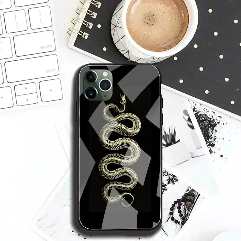 hand animal snake flower pattern phone case tempered glass for iphone 11 pro xr xs max 8 x 7 6s 6 plus se 2020 case free global shipping