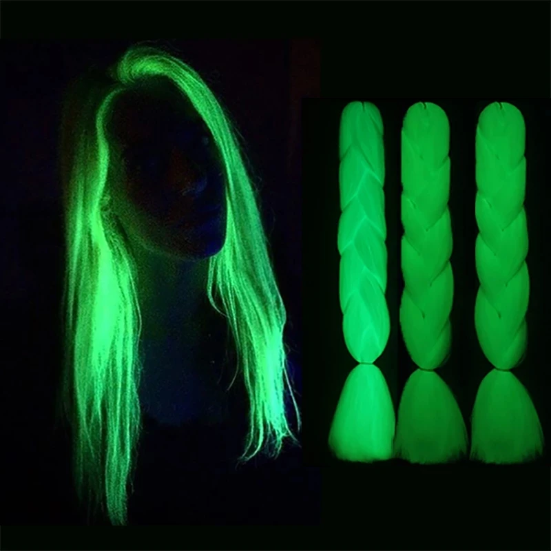 

24Inch Synthetic Braiding 100g Luminous Jumbo Braids Shining hair In The Darkness Glowing Braiding Hair Youngther store