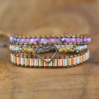 2021 new love bracelet natural stone hand woven leather bracelet black gallstone energy lovers peach heart bracelet gift