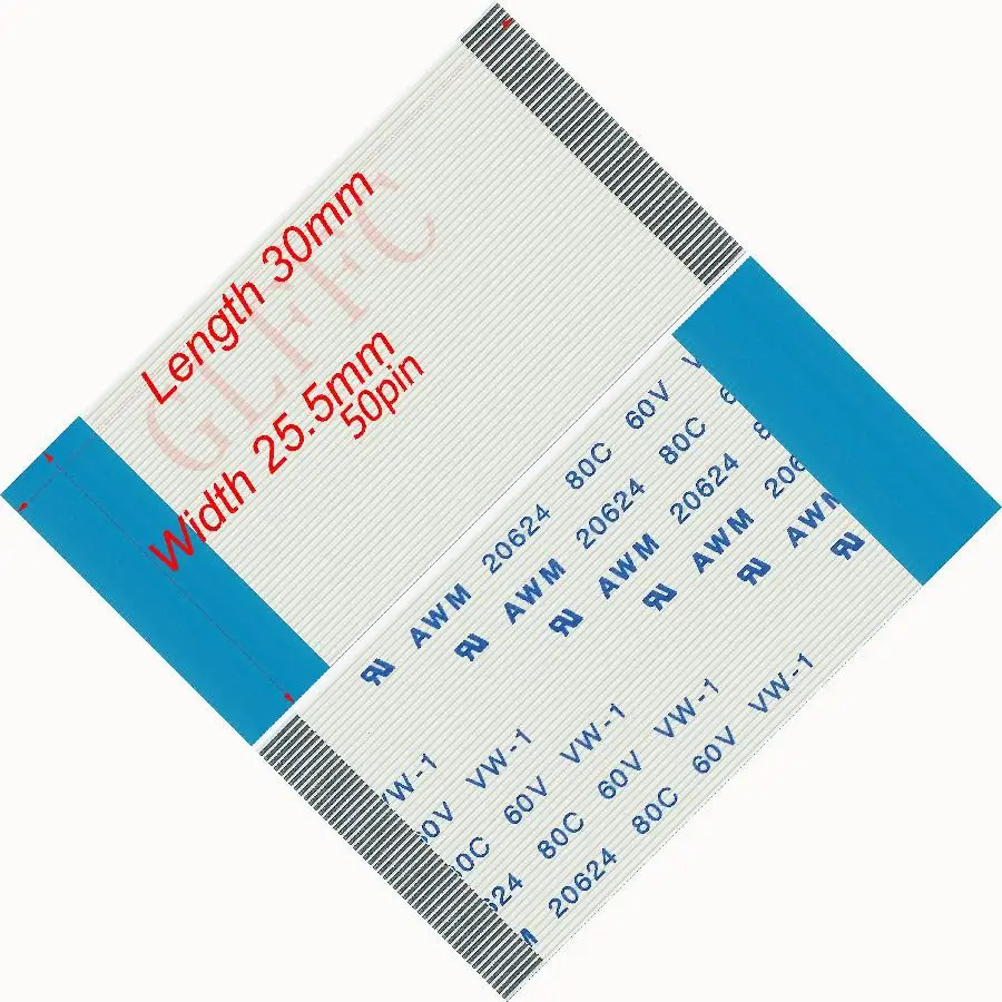 50pin 0 5 Шаг 30 мм 150 B Тип Гибкий плоский кабель FFC awm 20624 ROHS для TTL LCD DVD