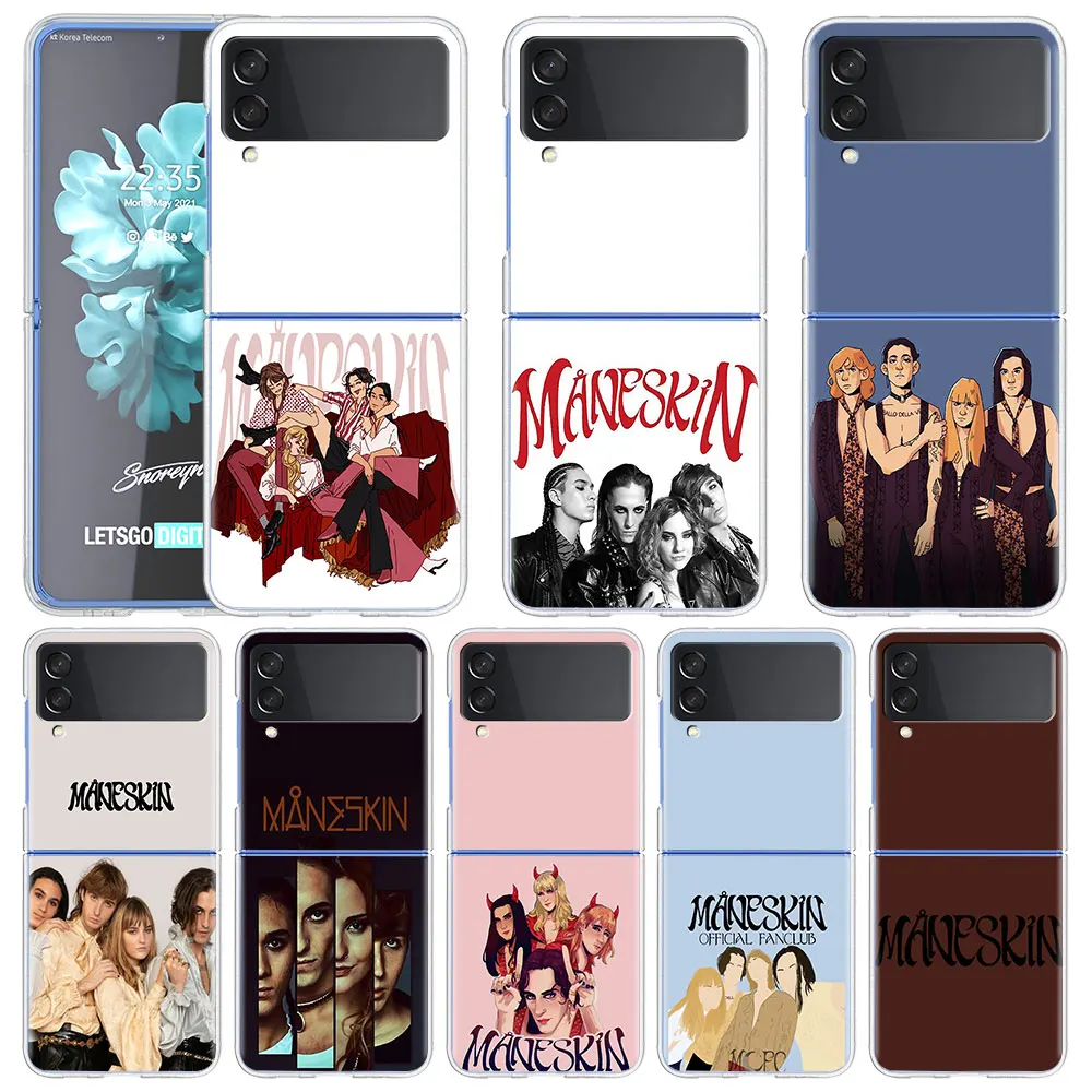 

Folding Case for Samsung Galaxy Z Flip 3 5G Full Protection Cover for Samsung Z Flip 5G Clear Phone Shell Maneskin Band