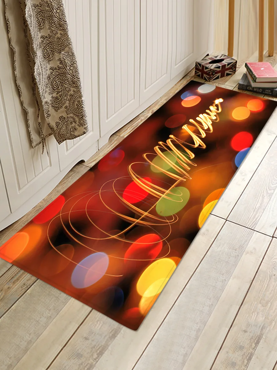 Neon S m X XL 3D Рождественский Санта-Клаус Противоскользящий коврик для кухонной комнаты фланелевый коврик для ванной комнаты - Цвет: Neon