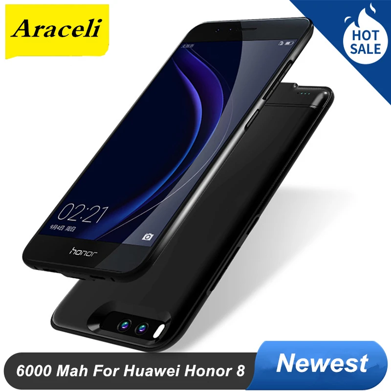 Чехол для аккумулятора huawei honor 8 6000 мАч металлический каркас запасное зарядное