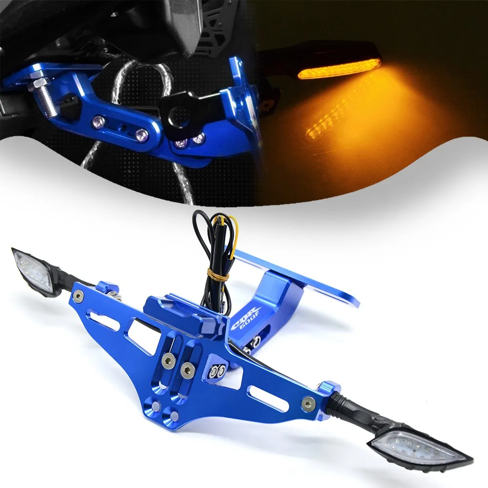 

cbr600F Universal Motorcycle Adjustable Angle Aluminum License Plate Frame Bracket LED Light For Honda CBR 600F CBR600F CBR600 F