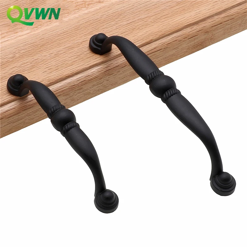 QVWN черные ручки для шкафа в американском стиле ручка мебели из цинкового сплава