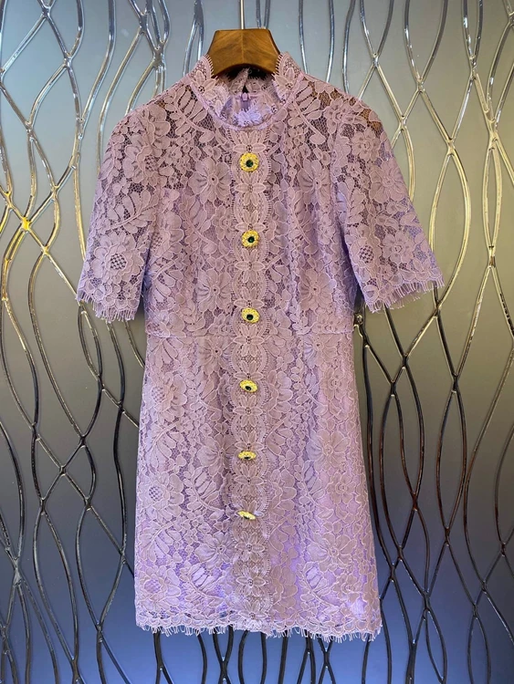 2020 летнее и осеннее новое женское элегантное кружевное платье с коротким рукавом