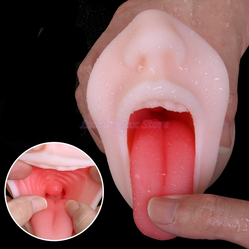 3D Глубокая глотка Мужской мастурбатор оральный секс игрушки с длинным языком