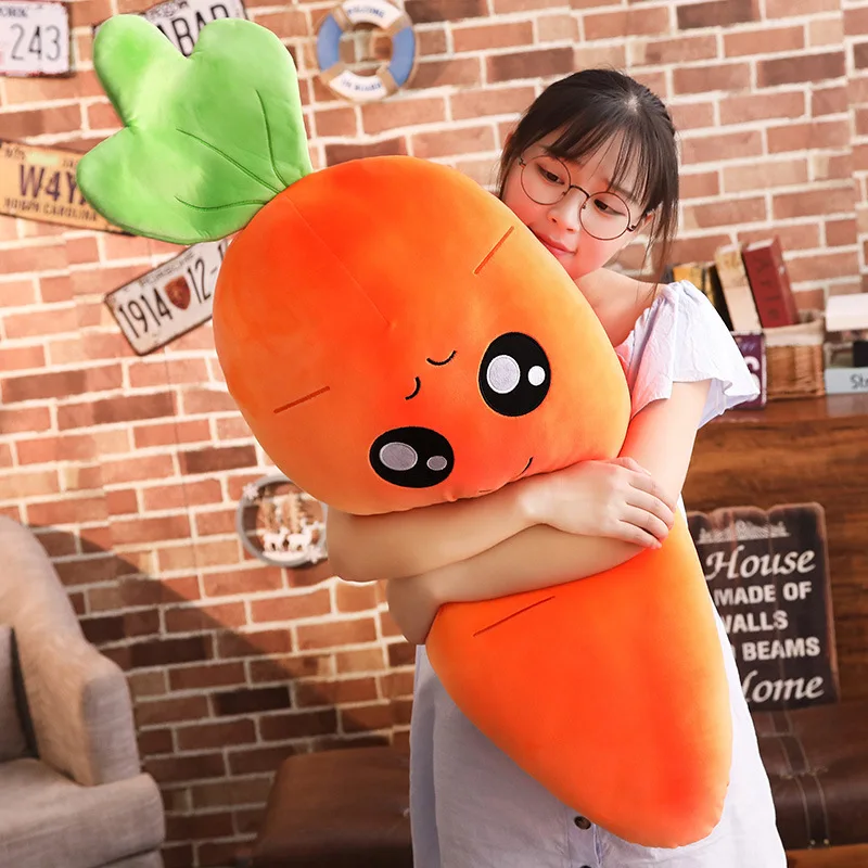

45-110cm Cartoon Plant Smile Carrot Plush toy Cute Simulation Vegetable Carrot Pillow Dolls Stuffed Soft Toys for Children Gift