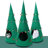 pet cat dog house christmas tree shape cat nest warm sleeping bed pet teepee for home decoration panier chat xmas cat tree house