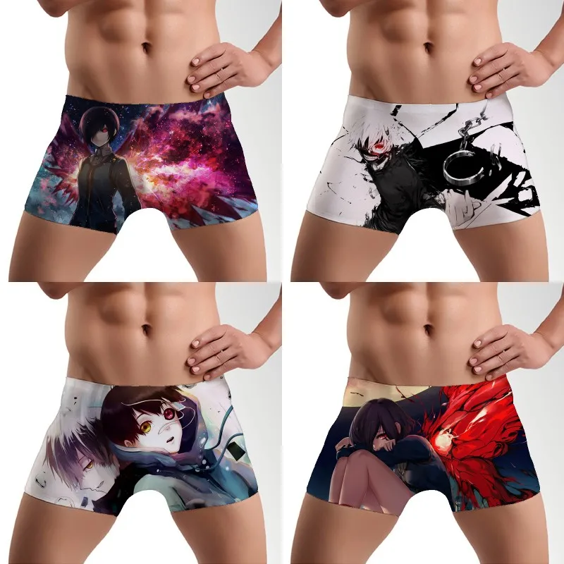 Мужское нижнее белье с принтом аниме Токийский Гуль Короткие трусы для косплея