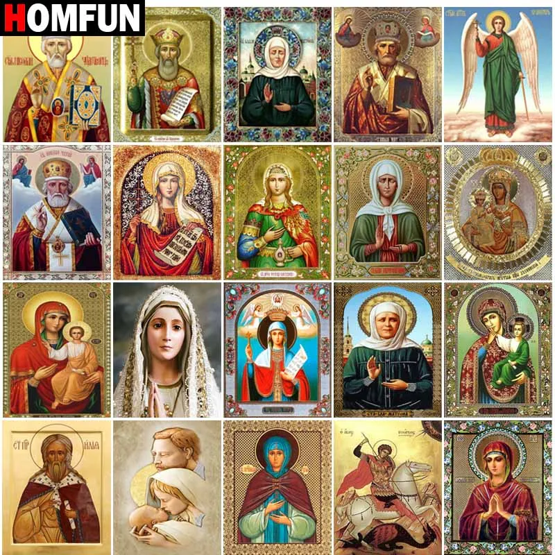

Алмазная живопись HOMFUN, картина «религиозный портрет» 5D «сделай сам», стразы, вышивка крестиком, Декор