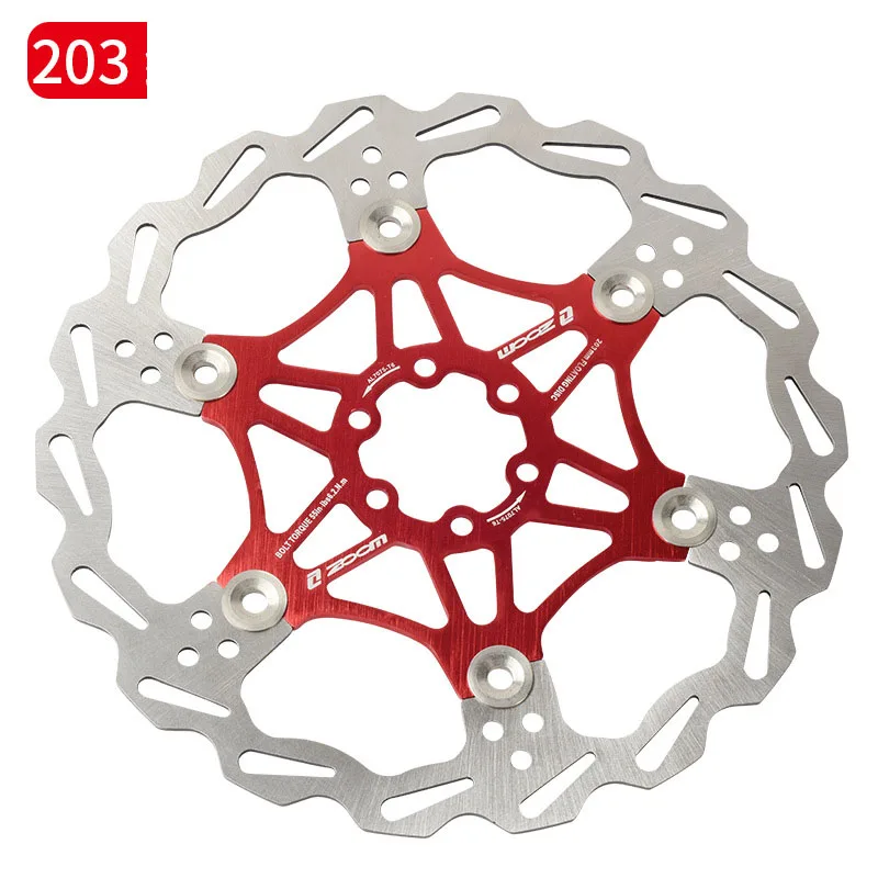 red 203mm Zoom велосипедный Дисковый Тормоз MTB тормозной поплавок плавающие дисковые роторы 160 мм 180 мм 203 мм гидравлические тормозные колодки поплавок роторы запчасти для велосипеда - Цвет: red 203mm