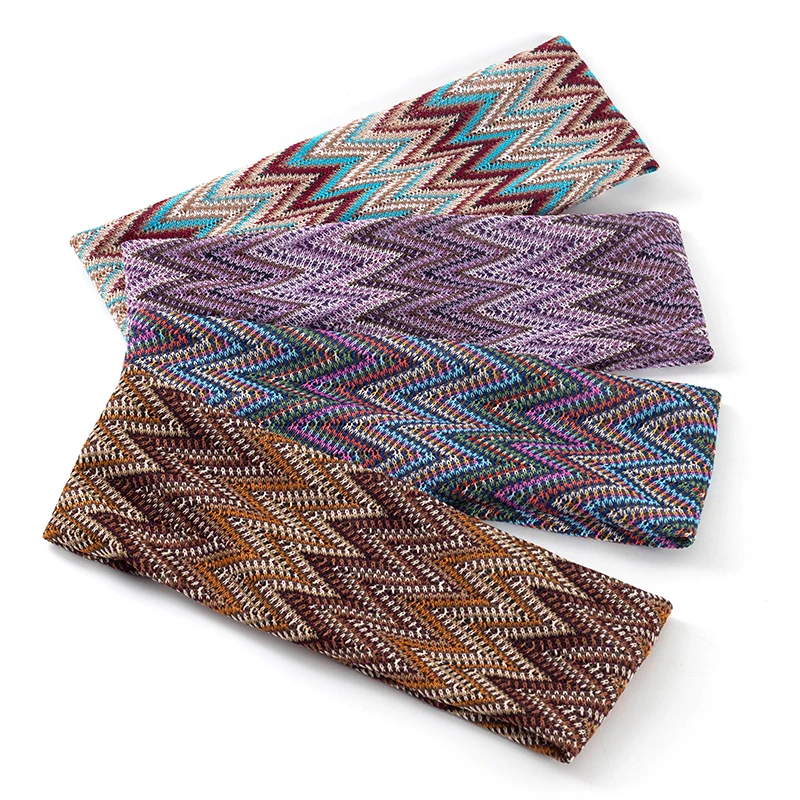 Geebro в богемном стиле полоску Женская повязка на голову ручной работы открытом