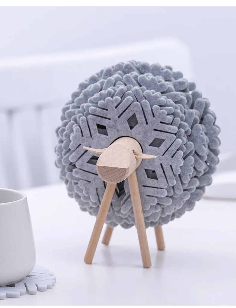 Felt Anti-scalding Coaster Home Decoration Livingroom Kitchen Reindeer Coffee Cup Coaster Set Creative Practical Ornaments