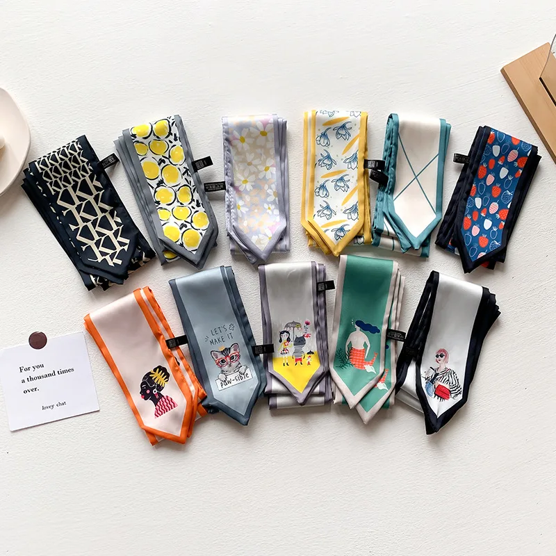 

Кои, эстетическое печати длинный шелковый шарф женский литературный волос декоративный шелковый шарф повязка галстук-бабочка ремешок на запястье сумка на пояс, резинки для волос