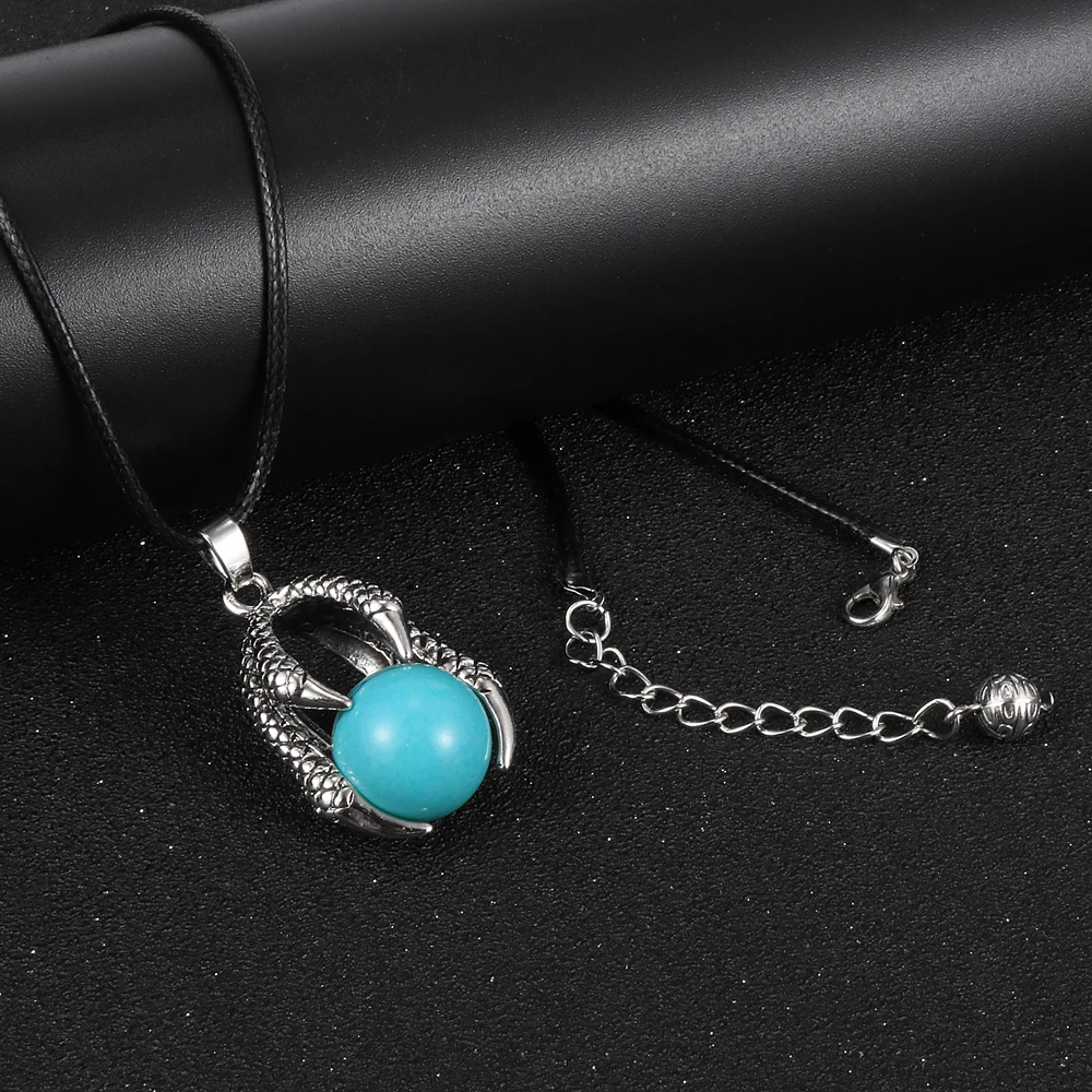 Мужской кулон в виде когтя дракон из натурального камня ожерелье с тигром и