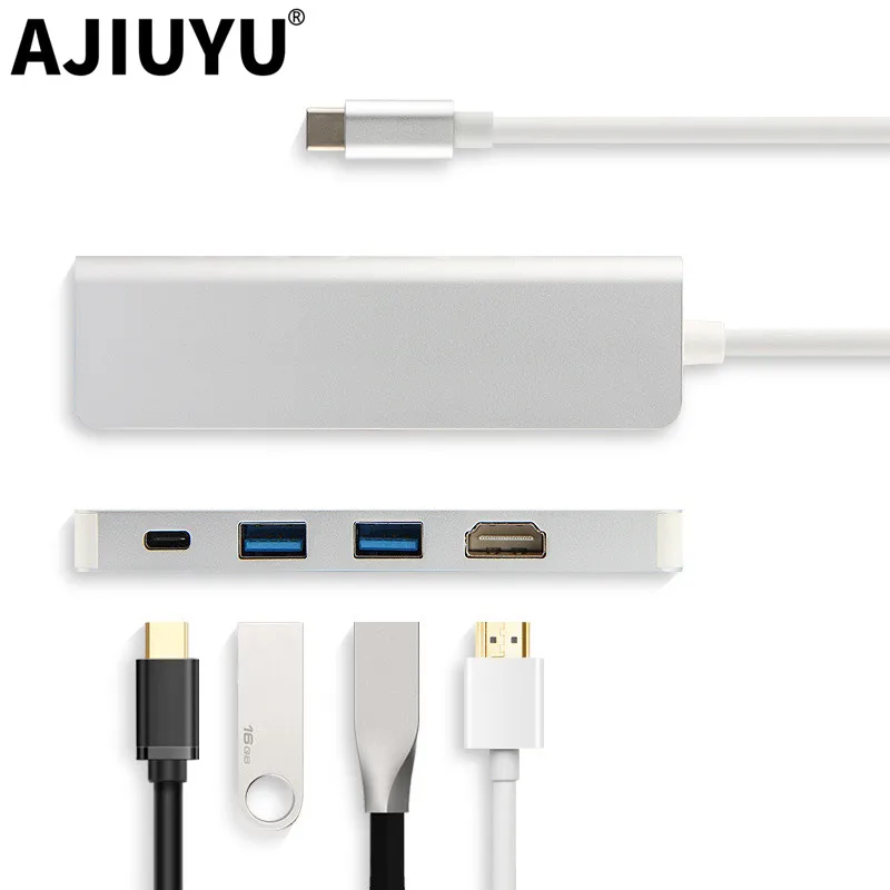AJIUYU USB C концентратор Thunderbolt 3 Type адаптер док станция 0 порт 4K HDMI мульти s для Macbook Pro