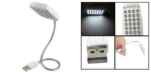 

Plastic Shell White 28 LED Flexible Gooseneck USB Lamp Light