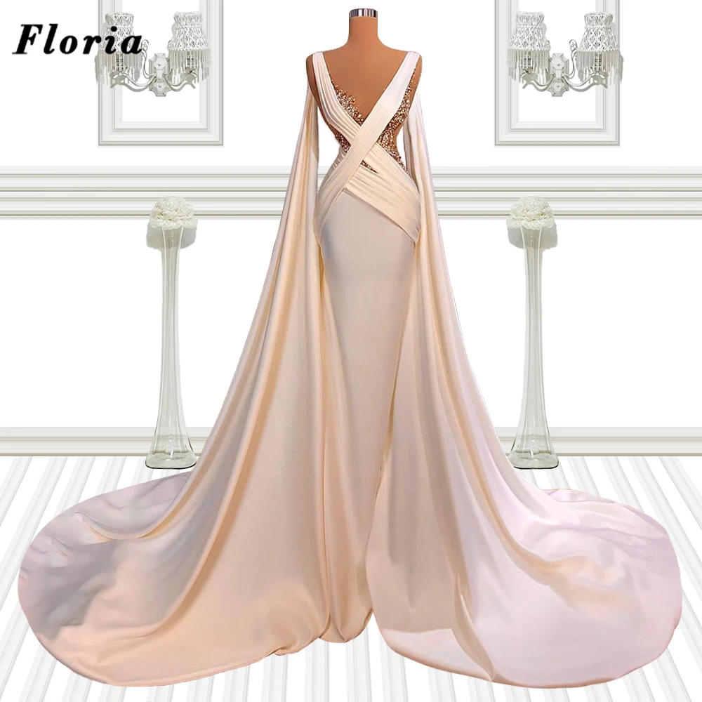 

Dubai Haute White Satin Beading Celebrity Dress Split Side Cut Out Evening Wear Dresses Dubai Wedding Party Gown Prom Dress 2021