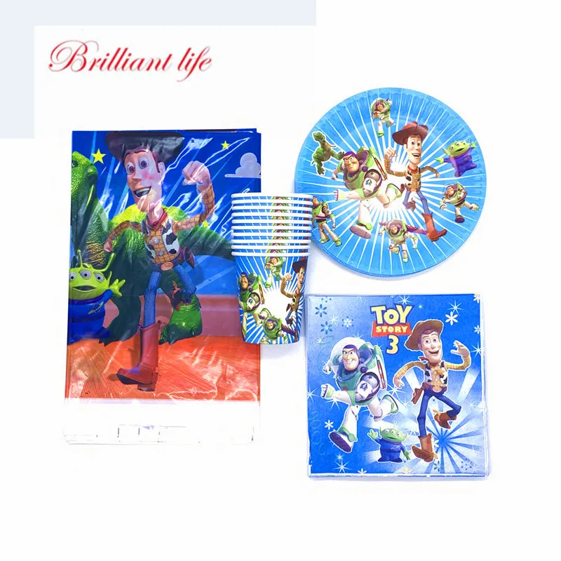 

41/61 pcs Disney Toy Story Party Supplies Paper Cups Plates Tablecloth Disposable Tableware Set Toy Story Birthday Party Napkins