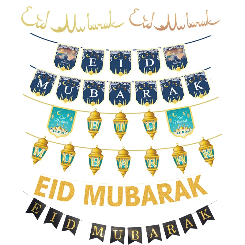 

Eid Mubarak Banner Ramadan Kareem Bunting Garland Islamic Muslim Party Decor Ramadan Decoration Eid al-Fitr Festival Supplies