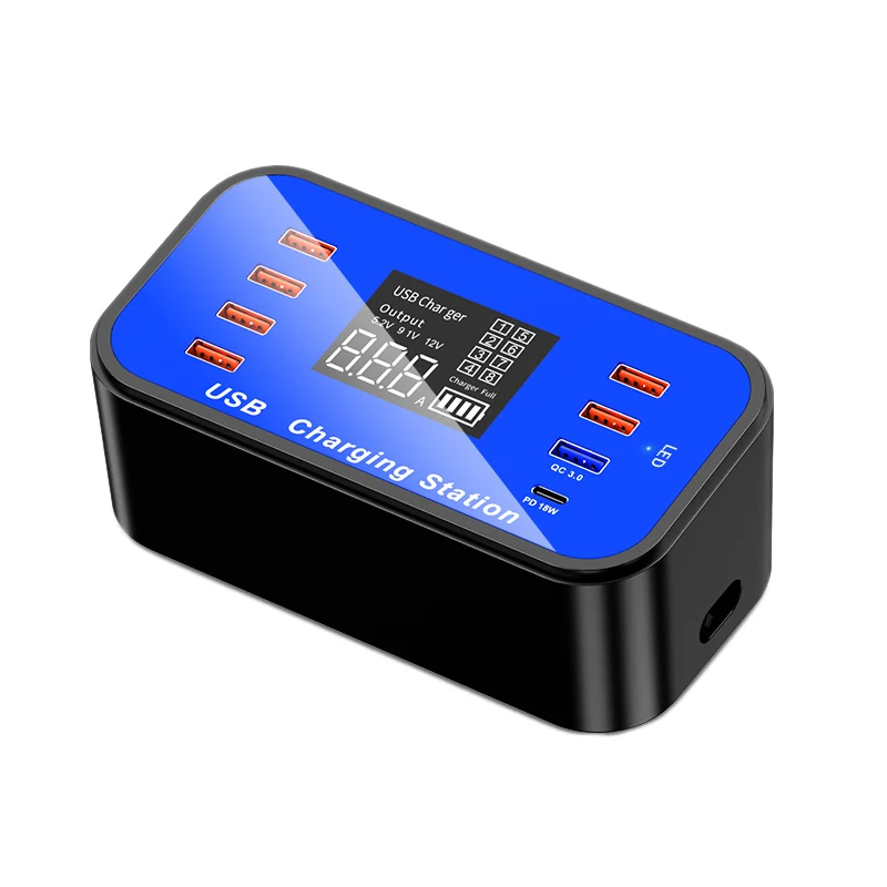 A11 QC3.0 Type-C PD18W планшетный телефон светодиодный цифровой дисплей 8 USB умное быстрое