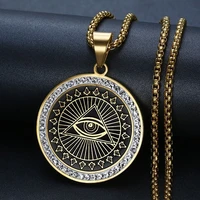 classic religious style high quality metal eyes of evil rays pendant necklace masonic mens amulet jewelry