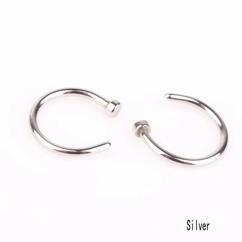 2 шт. Нержавеющая сталь Нос Кольца Кольцо Серьги C Тип Пирсинг шпильки украшения
