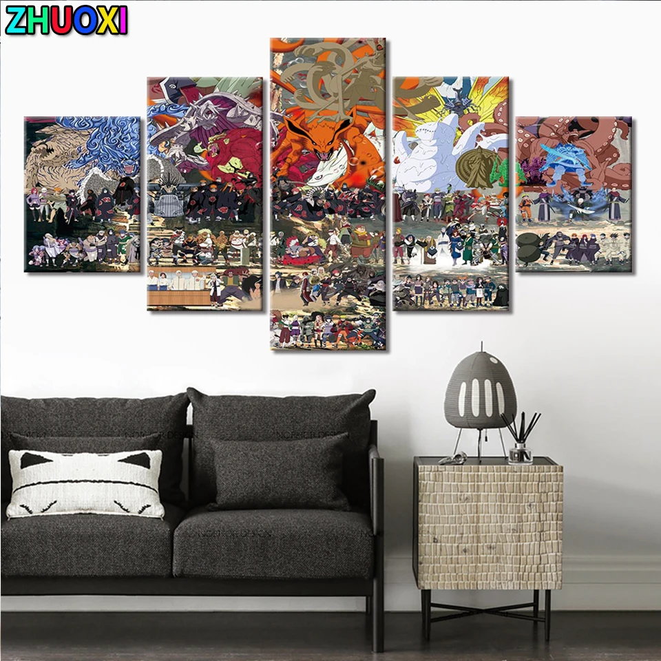 

5 pcs/set Full diamond painting Japanese Animation diamond embroidery 5D rhinestone mosaic diamond inlaid cartoon pattern