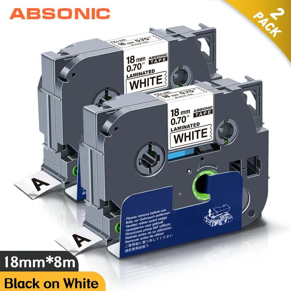 Absonic 2PK 18 мм лента для маркировки 241 черного цвета на белом фоне Brother