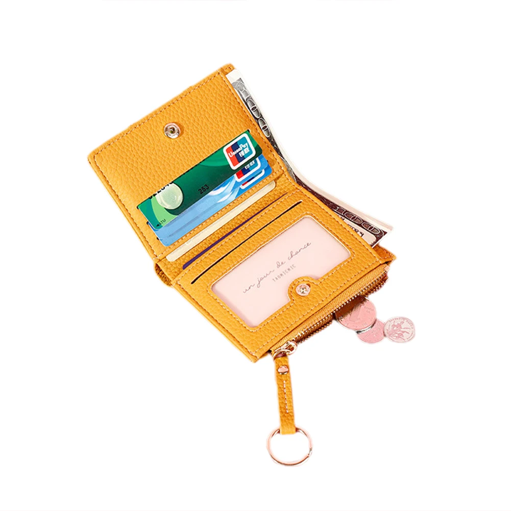 

Men Women Small Wallet Mini Bifold Leather Lightweight Credit Card Organizer with Zipper