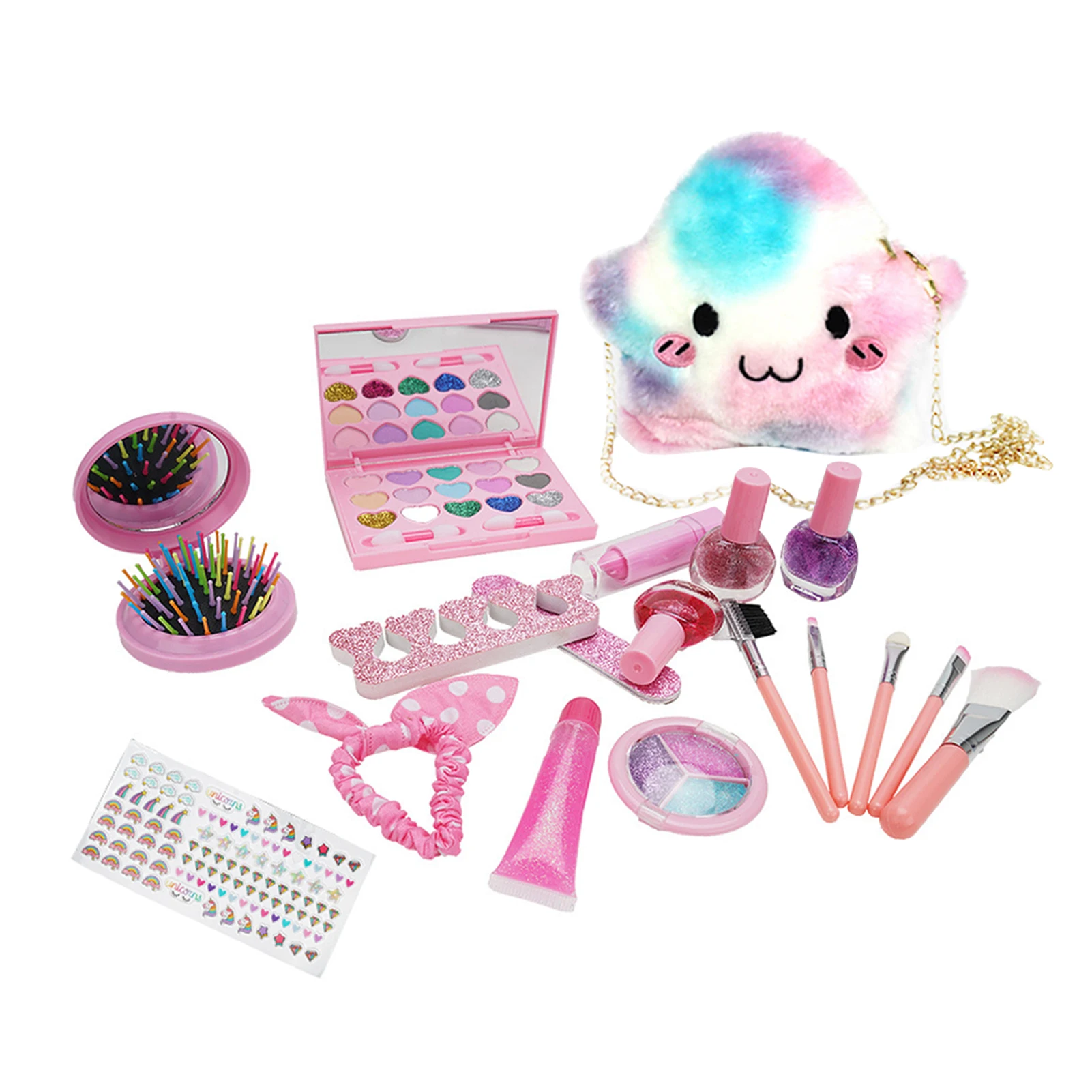 

20pcs Cosmetic Toy Set For Girls Mini Nail Polish Educational Eye Shadow Gifts Pretend Game Lip Stick Storage Case Children