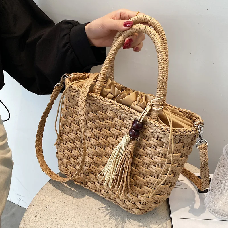 

Summer Weave Straw Handbags Tassel Design Beach Shoulder Bags for Women 2021 Female Casual Travel Crossbody Bag Fashion Tote