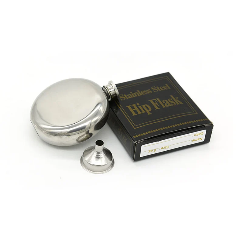 Portable Round Stainless Steel Flask Funnel 5oz Alcohol Bottle Wine Hip Pocket Screw Cap Liquor Container Kitchen Tools | Дом и сад
