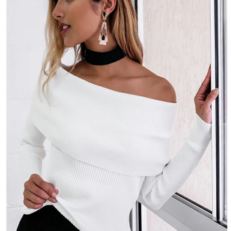 2018 Осенняя Новая женская сексуальная рубашка без бретелек с длинными рукавами