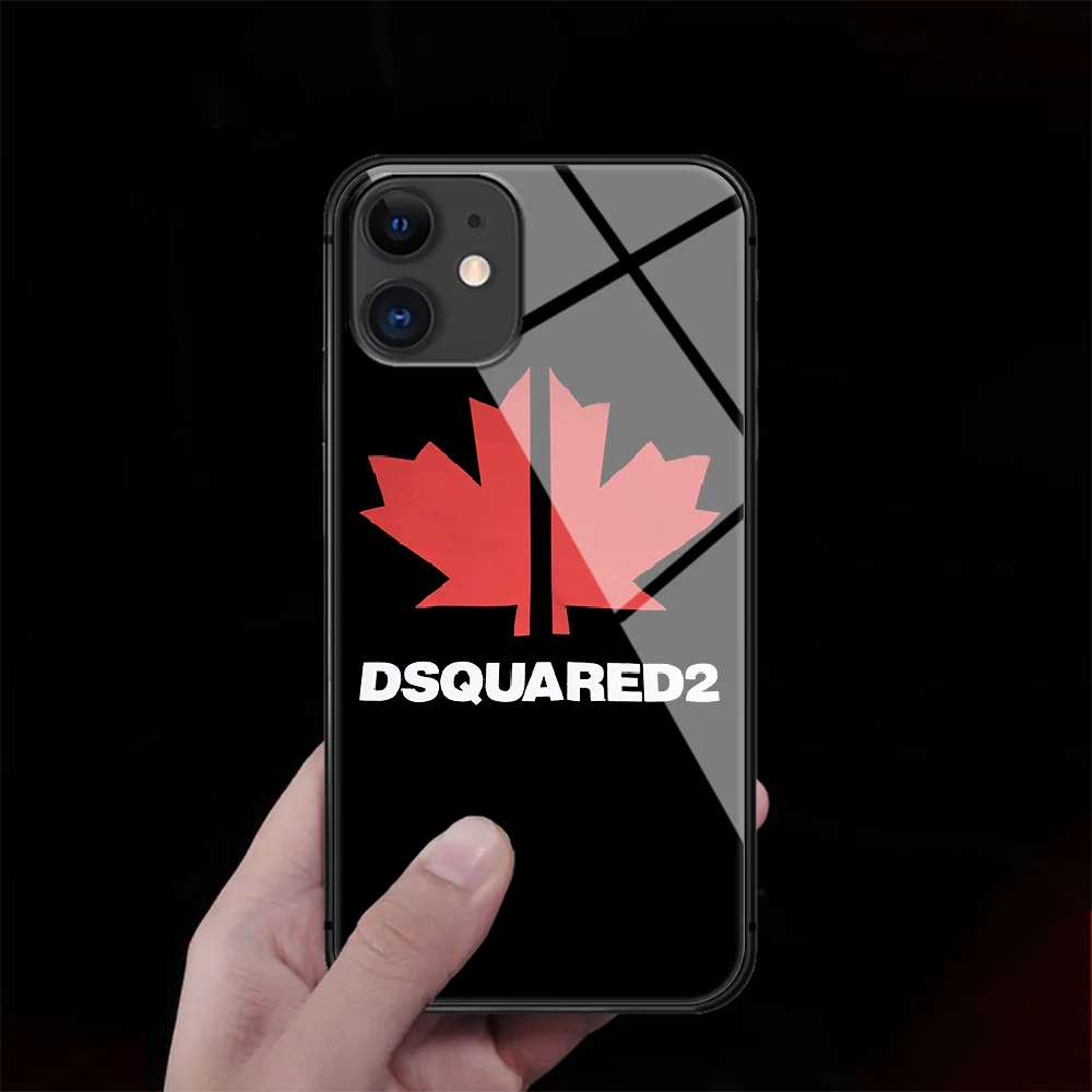 

DSQ2 D2 Tempered Glass Phone Case Cover For IPhone 5 6 7 8 11 12 S Plus Xr X Xs Pro Max Mini Se 2020 Black Etui Funda Black Etui