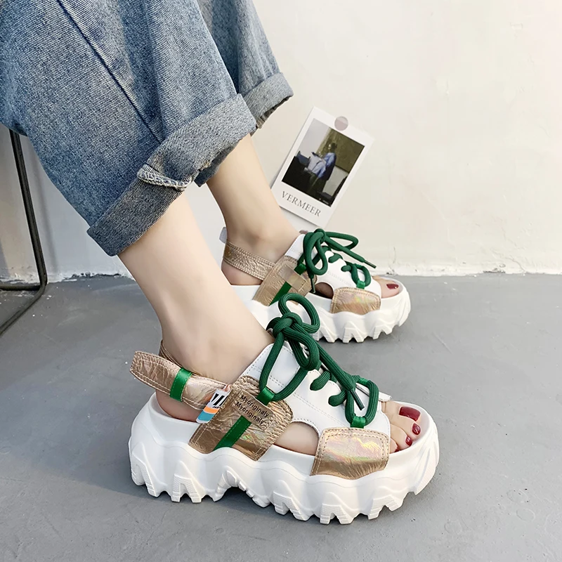 

Woman Casual Outside Beach Sandalias Mujer Dropshipping Platform Sandals Women Summer 2020 Thick Bottom Wedge Heels Shoes