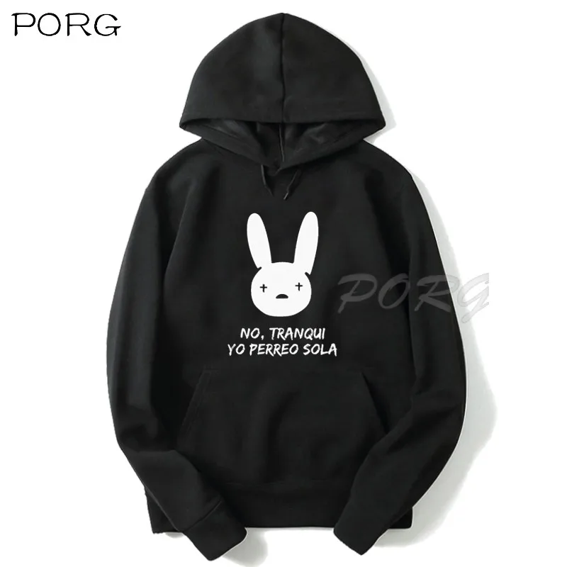 

New Rabbit Print Men Hoodies Bad Bunny Fashion Cute Women Hoodies Streetwear Popular Hooded Pullovers Autumn Winter Sweatshirts