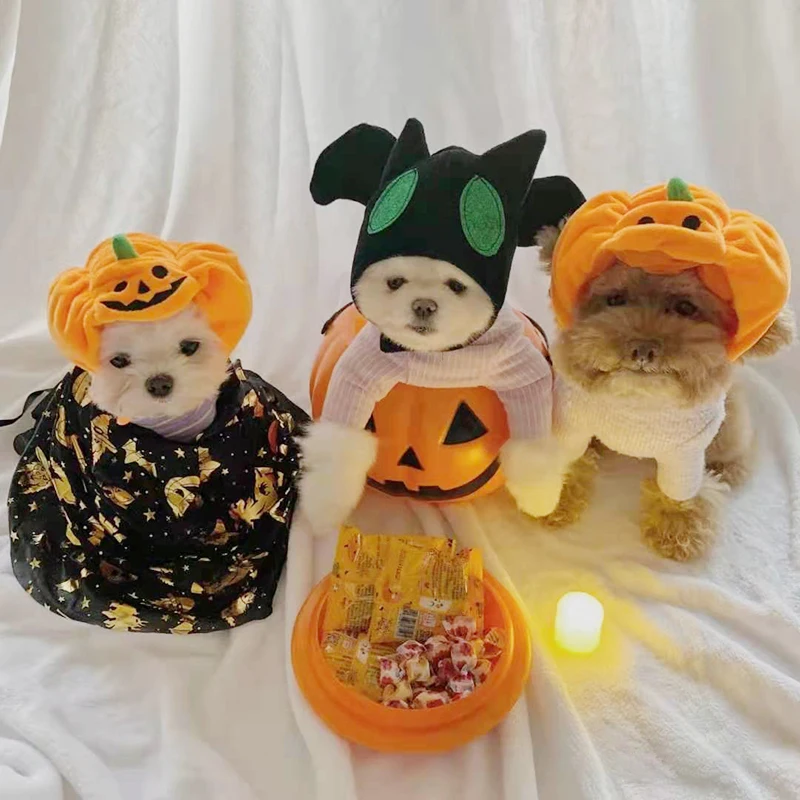 

Halloween Pumpkin Dog Cat Hat Funny Pet Cap For Small Dogs Cats Clothes Fancy Dress Cosplay Costume Headdress Pet Accessories