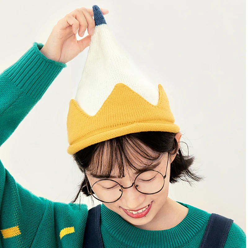 Фото Осень-зима новый дизайн теплая Женская Волшебная остроконечная шапка